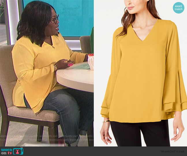 Alfani Bell-Sleeve Blouse worn by Sheryl Underwood on The Talk
