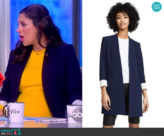 Alice + Olivia Simpson Roll Cuff Collarless Blazer worn by Abby Huntsman on The View