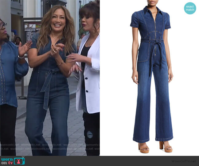 Alice + Olivia Gorgeous Denim Jumpsuit worn by Carrie Inaba on The Talk