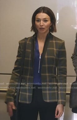 Amelia’s green check blazer on Grey’s Anatomy