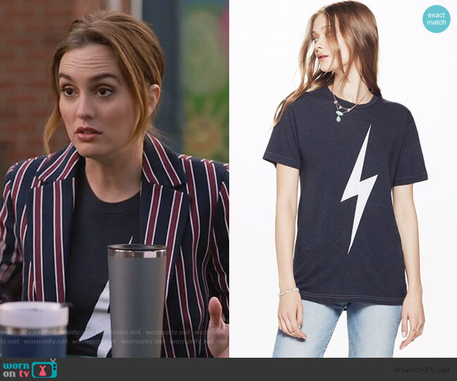 Aviator Nation Bolt Crew Tee Shirt worn by Angie (Leighton Meester) on Single Parents