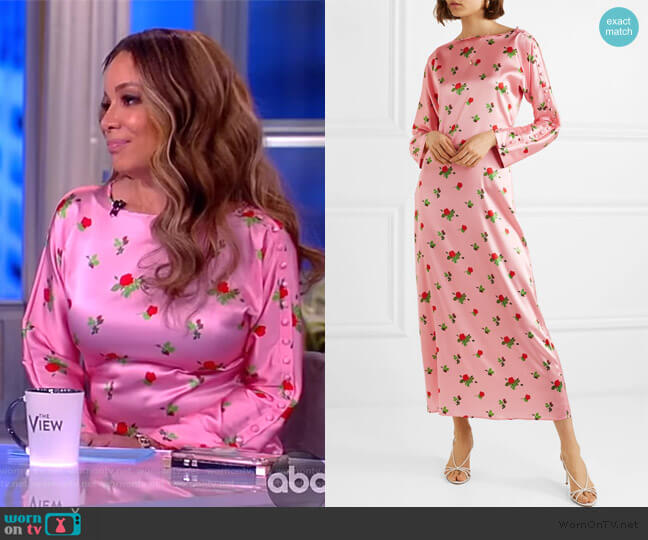 Bernadette Dakota floral-print stretch-silk satin maxi dress worn by Sunny Hostin on The View