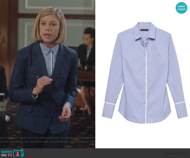 Banana Republic Tailored Super Stretch Blouse worn by Kate Littlejohn (Susannah Flood) on For the People