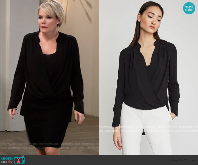 Bcbgmaxazria Jaklyn Blouse in Black worn by Ava Jerome (Maura West) on General Hospital