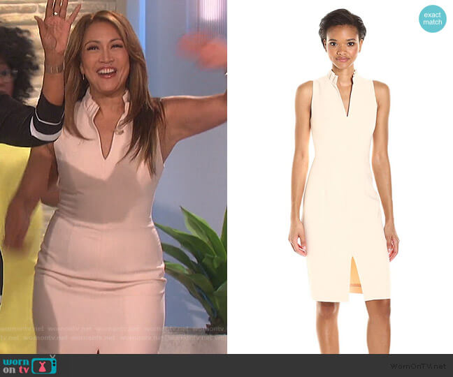 Black Halo Antoinette Sleeveless Sheath Dress worn by Carrie Inaba on The Talk