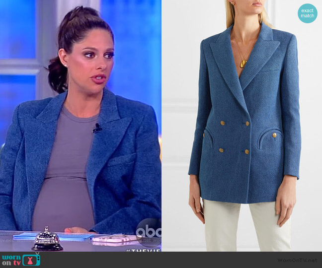 Blaze Milano Everyday double-breasted linen blazer worn by Abby Huntsman on The View