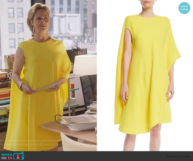 Calvin Klein Asymmetric Flowy Silk-Wool Cocktail Dress worn by Jacqueline (Melora Hardin) on The Bold Type