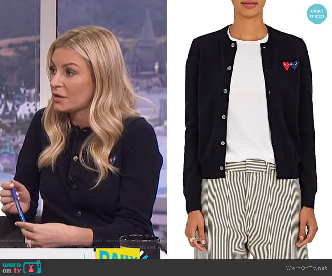 Comme des Garçons PLAY Heart Wool Cardigan worn by Morgan Stewart on E! News