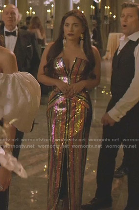Cristal’s sequin strapless gown on Dynasty