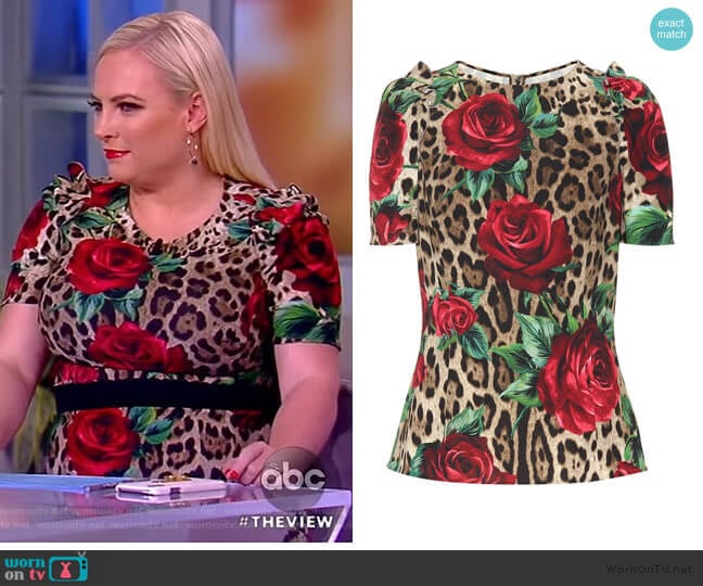 Dolce & Gabbana Leopard and floral-printed top worn by Meghan McCain on The View