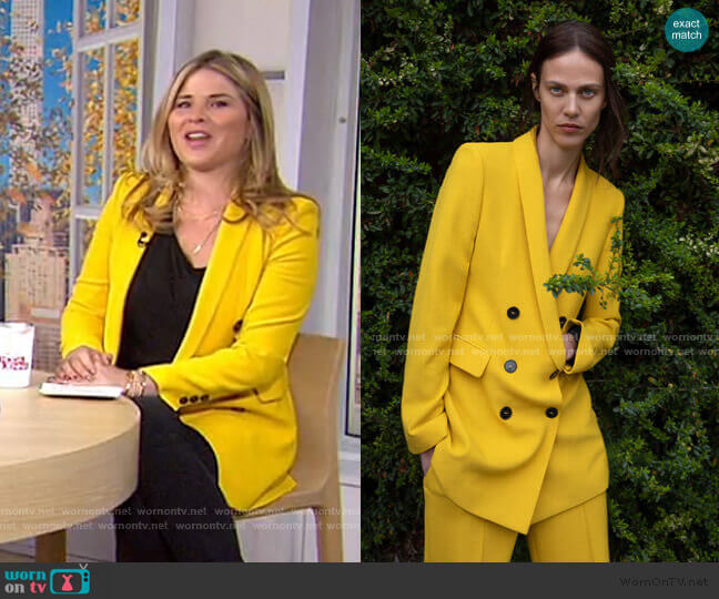 Double Breasted Buttoned Blazer on Zara worn by Jenna Bush Hager on Today