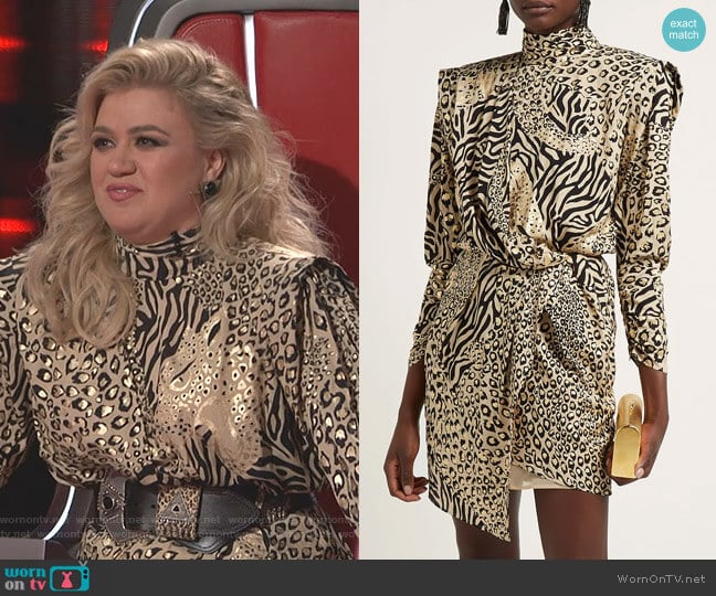 Dundas Gilded Print Dress worn by Kelly Clarkson on The Voice