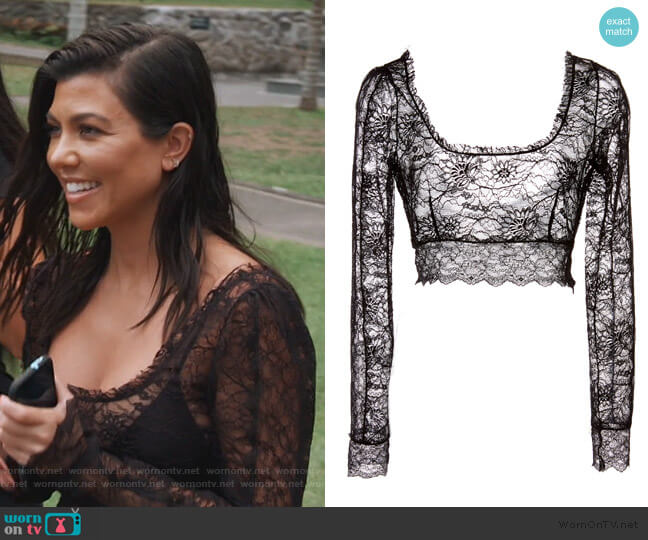 Dundas Stretch Lace Crop Top worn by Kourtney Kardashian on Keeping Up with the Kardashians