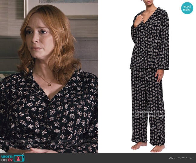 Eberjey Lou Floral-Print Silk Pajama Set worn by Beth Boland (Christina Hendricks) on Good Girls