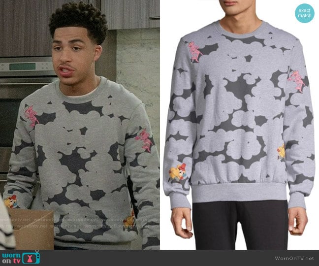 Eleven Paris Abstract Pink Panther Graphic Sweatshirt worn by Andre Johnson Jr (Marcus Scribner) on Black-ish