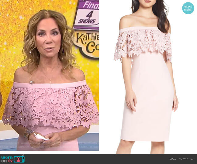 Eliza J Off the Shoulder Sheath Dress worn by Kathie Lee Gifford on Today