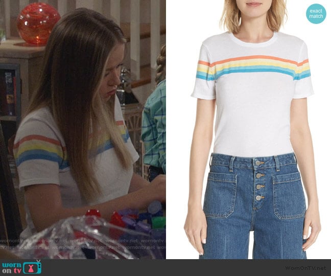 Elizabeth and James Rainbow Stripe Tee worn by Samantha Hughes (Holly Barrett) on Life in Pieces