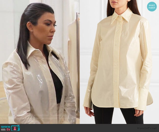 Ellery Cutout vinyl shirt worn by Kourtney Kardashian on Keeping Up with the Kardashians