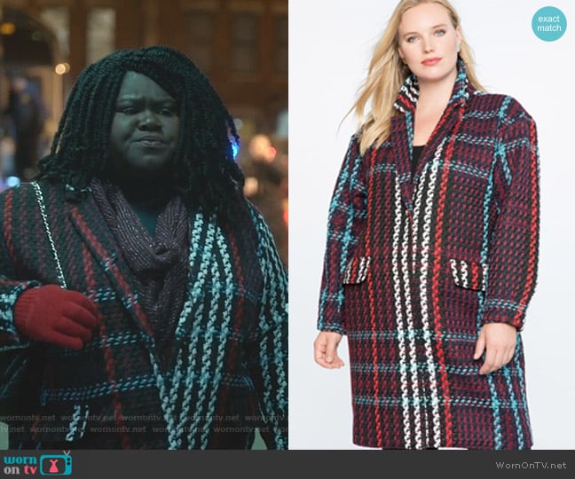 Eloquii Plaid Car Coat worn by Becky (Gabourey Sidibe) on Empire