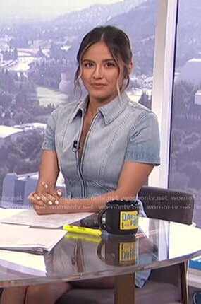 Erin’s zip front denim dress on E! News Daily Pop