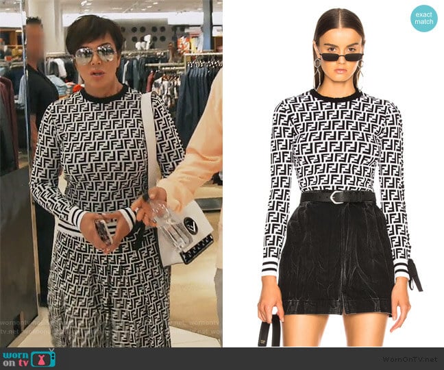 Fendi Logo Print Viscose Sweater worn by Kris Jenner on Keeping Up with the Kardashians