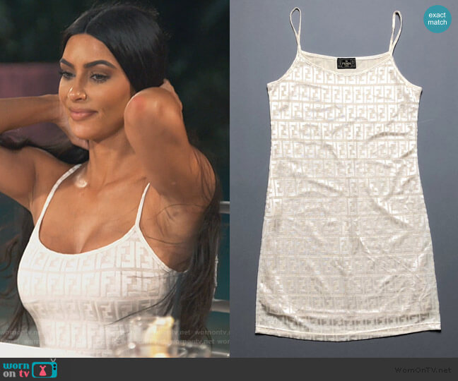 Fendi Vintage Fendi Zucca Print Cami Dress worn by Kim Kardashian on Keeping Up with the Kardashians