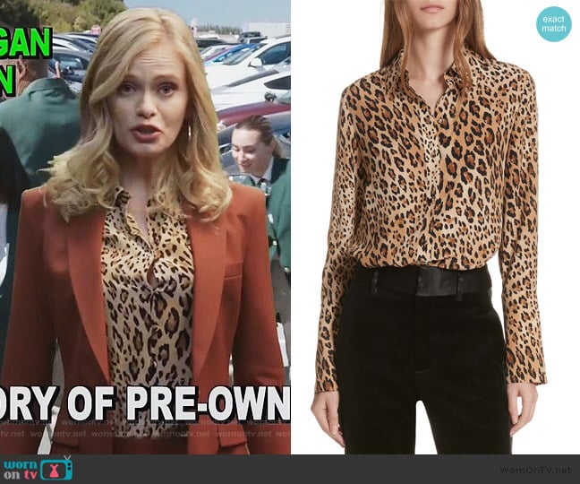 Frame Leopard Print Silk Blouse