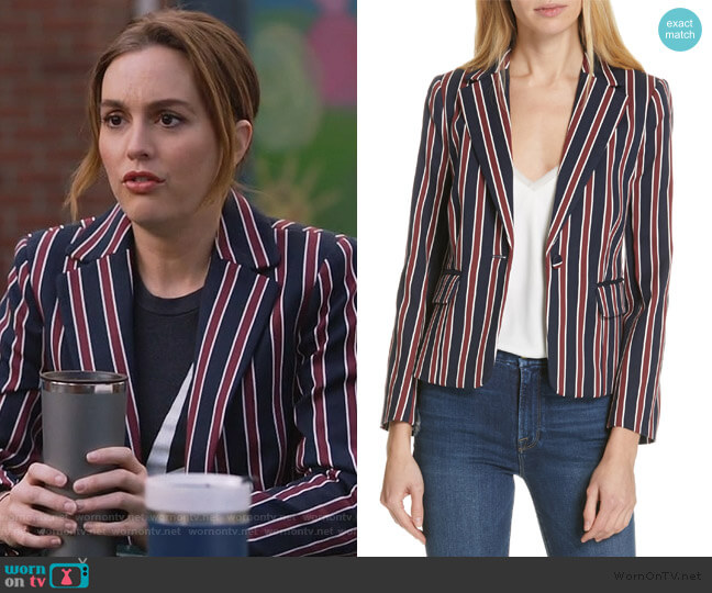 Frame Stripe Shrunken Blazer worn by Angie (Leighton Meester) on Single Parents
