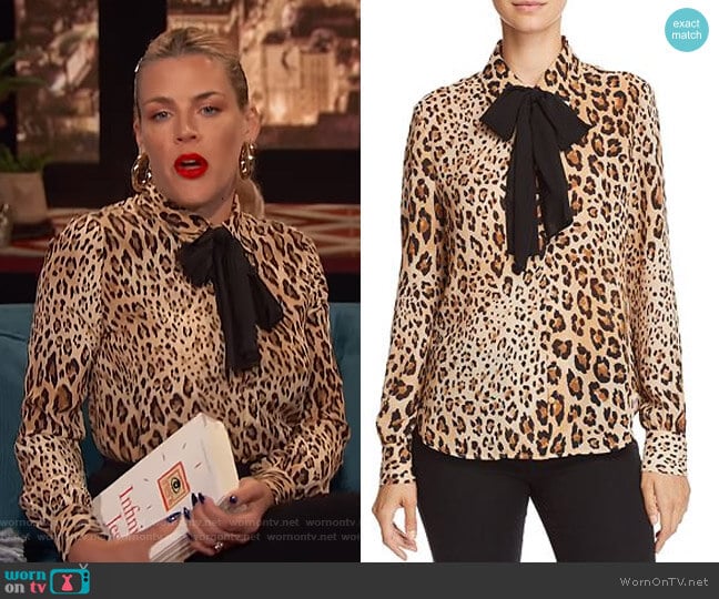 Frame True Leopard Print Silk Blouse worn by Busy Philipps on Busy Tonight