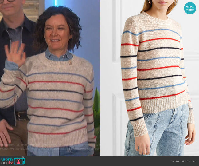 Isabel Marant Etoile Gian striped alpaca sweater worn by Sara Gilbert on The Talk