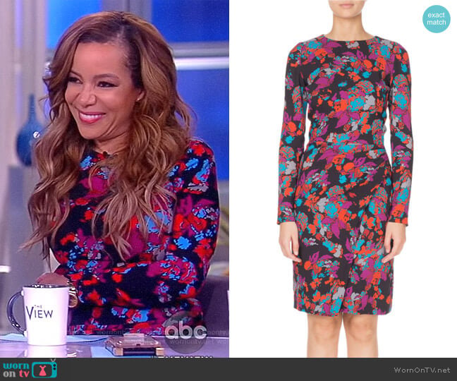Givenchy Ruched Waist Floral Print Dress worn by Sunny Hostin on The View