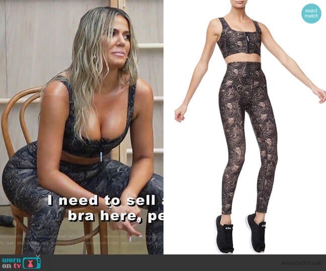 Good American Snake Print Sports Bra worn by Khloe Kardashian on Keeping Up with the Kardashians