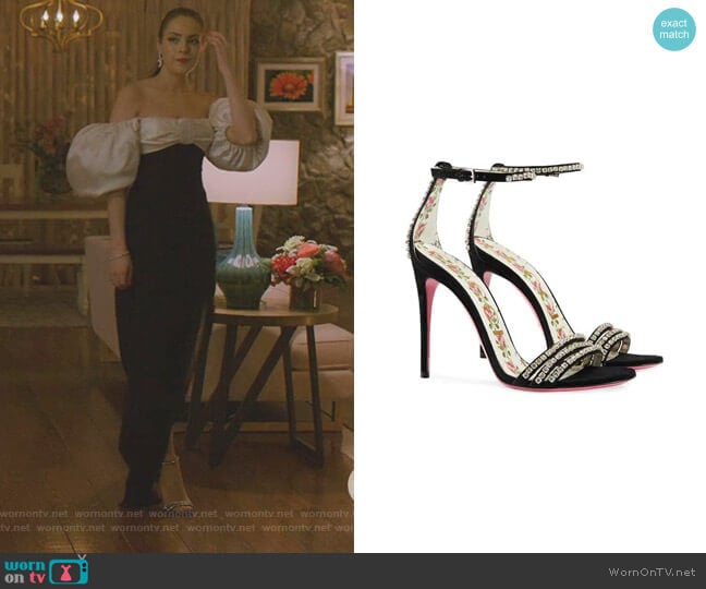 Gucci Suede Sandal with Crystals worn by Fallon Carrington (Elizabeth Gillies) on Dynasty