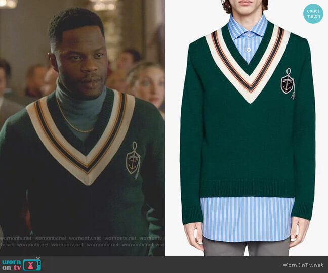 Gucci Wool Sweater with Anchor Crest worn by Jeff Colby (Sam Adegoke) on Dynasty