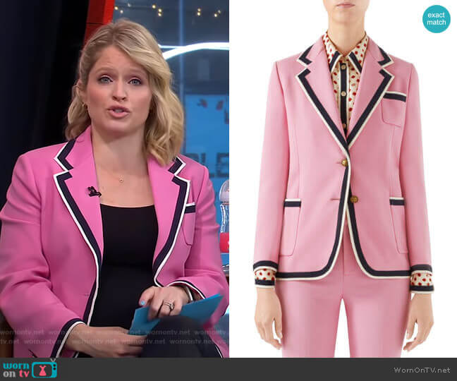 Gucci Cady Striped Trim Blazer worn by Sara Haines on Good Morning America