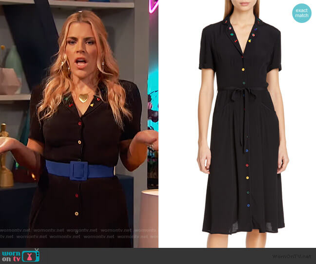 HVN Maria Pajama Midi Dress worn by Busy Philipps on Busy Tonight