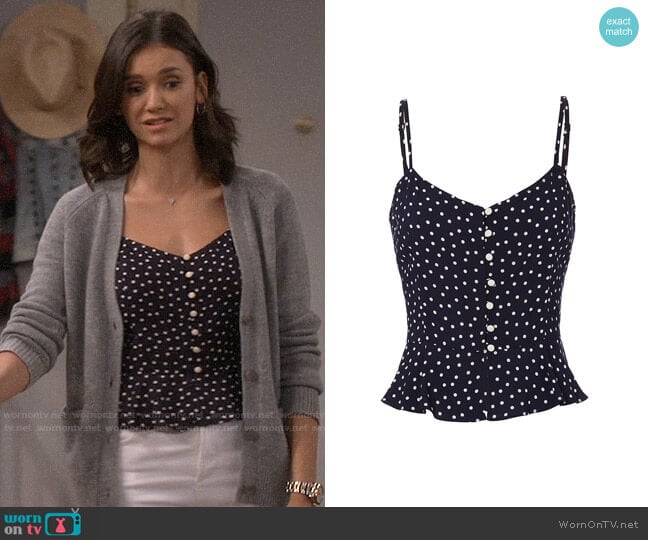 Intermix Jeanine Polka Dot Tank worn by Clem (Nina Dobrev) on Fam