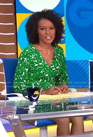 Janai’s green floral wrap dress on Good Morning America