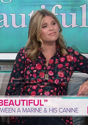 Jenna’s black floral shirtdress on Today