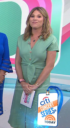 Jenna’s light green tie waist button front dress on Today