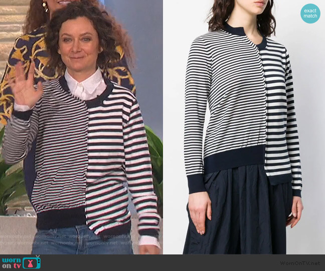 Junya Watanabe Asymmetric Striped Jumper worn by Sara Gilbert on The Talk