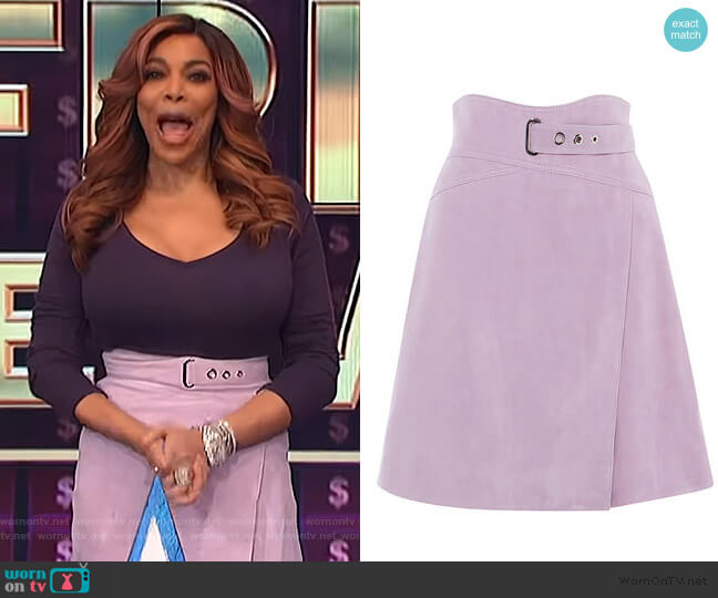 Karen Millen High-Waisted Suede Skirt worn by Wendy Williams on The Wendy Williams Show