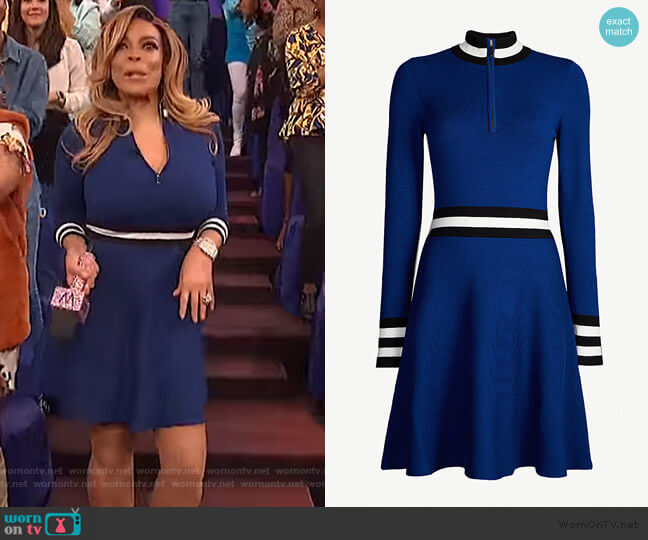 Karen Millen Sporty high-neck knitted dress worn by Wendy Williams on The Wendy Williams Show