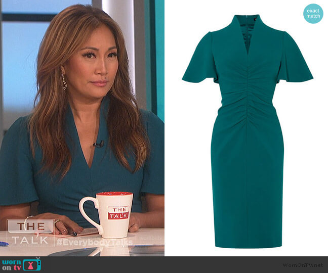 Karen Millen V-neck Pencil Dress worn by Carrie Inaba on The Talk