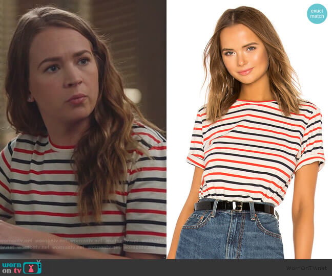Kule Striped Tee worn by Sandra Bell (Britt Roberts) on For the People