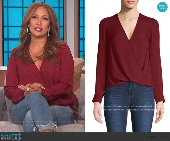 L'Agence Kyla Draped Blouse worn by Carrie Inaba on The Talk