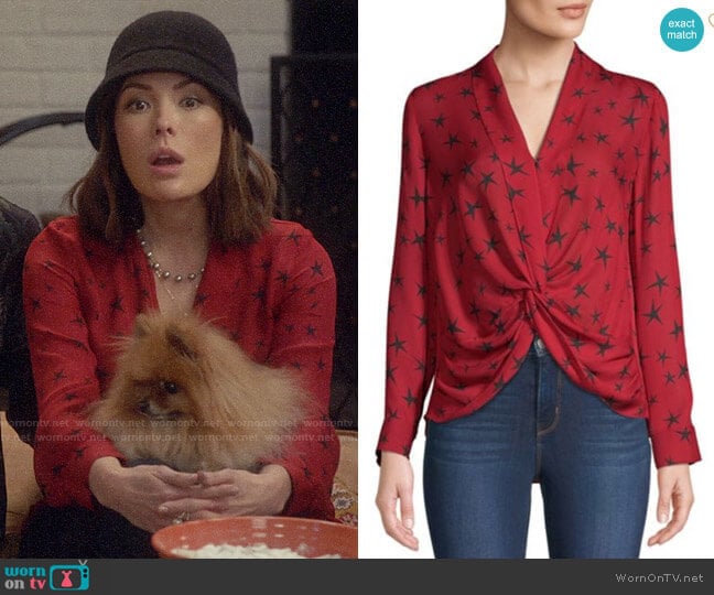L'Agence Mariposa Star Print Blouse worn by Camille (Lindsay Price) on Splitting Up Together