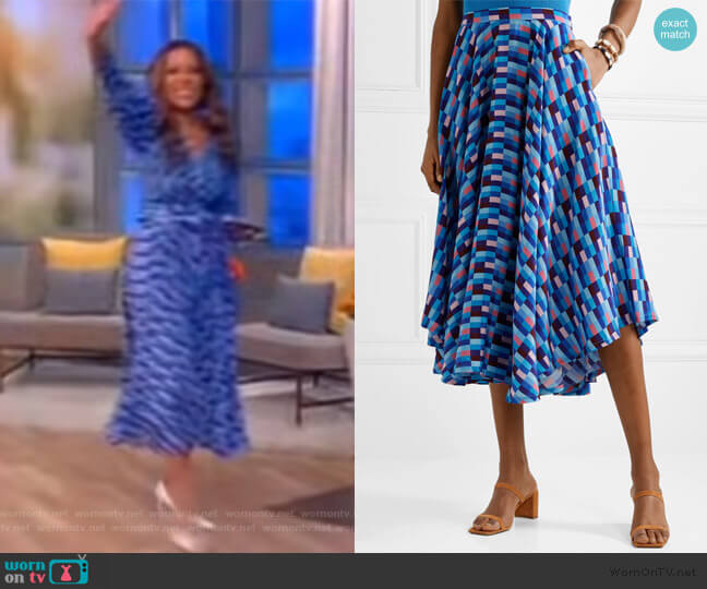 LHD French Riviera asymmetric printed skirt worn by Sunny Hostin on The View