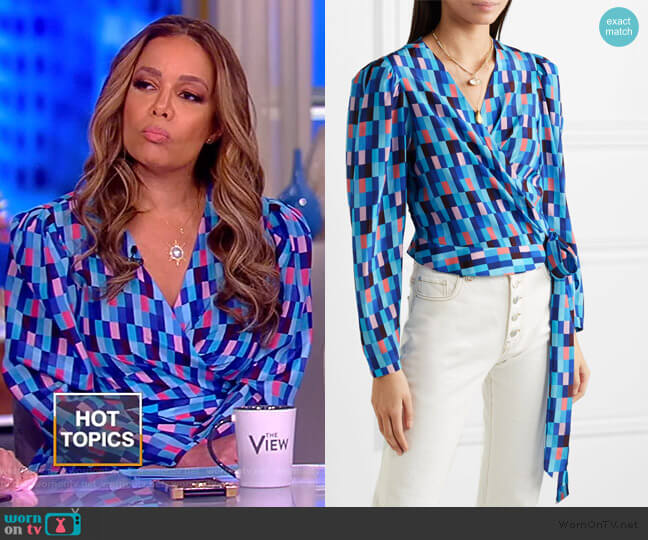 LHD Odalys printed wrap blouse worn by Sunny Hostin on The View