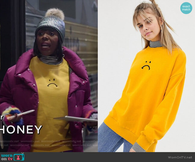 Lazy Oaf Oversized Sweatshirt with Striped High Neck Detail worn by Porsha Taylor (Ta'Rhonda Jones) on Empire